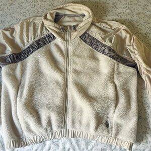 Cream and Gray Fleece Jacket